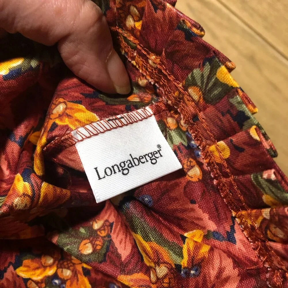Longaberger basket accessories: 4 items lining and ribbon in orange brown rust
